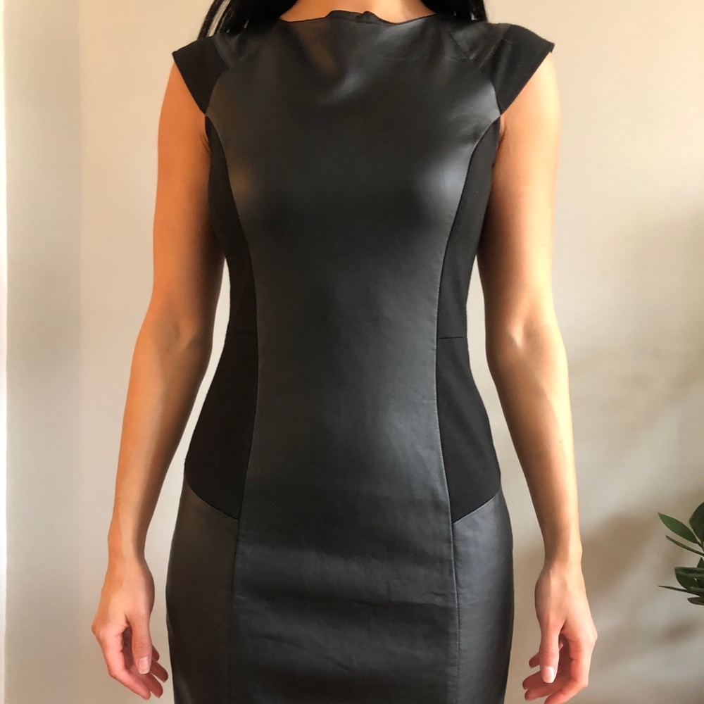 BCBG faux leather dress